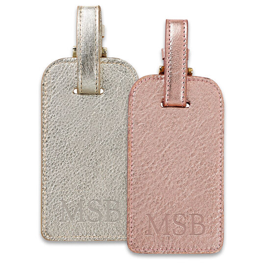 Personalized Metallic Leather Luggage Tags